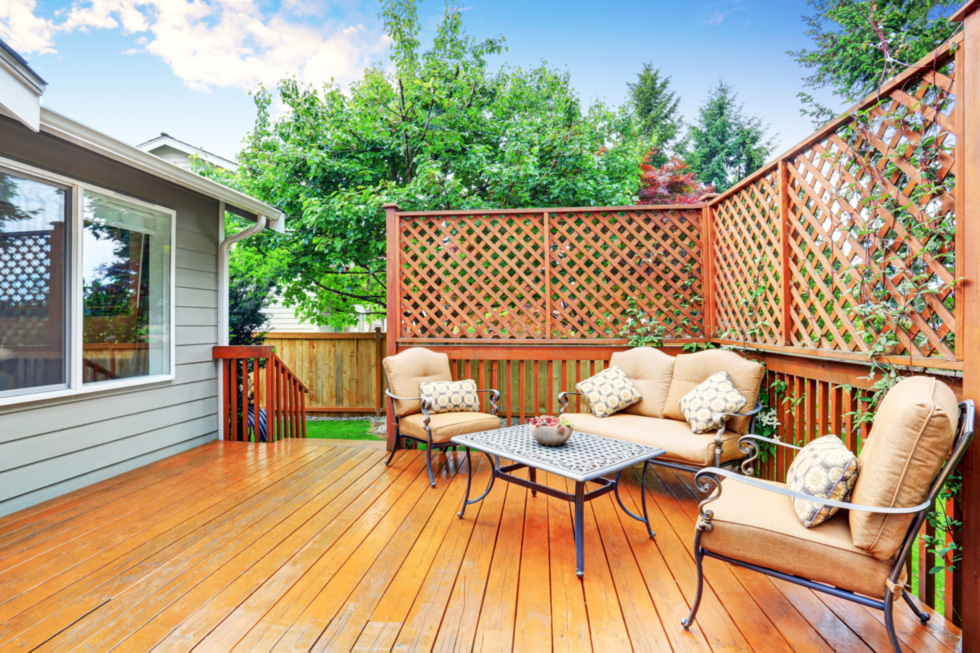 Deck with added privacy screen's for more comfortable enjoyment.